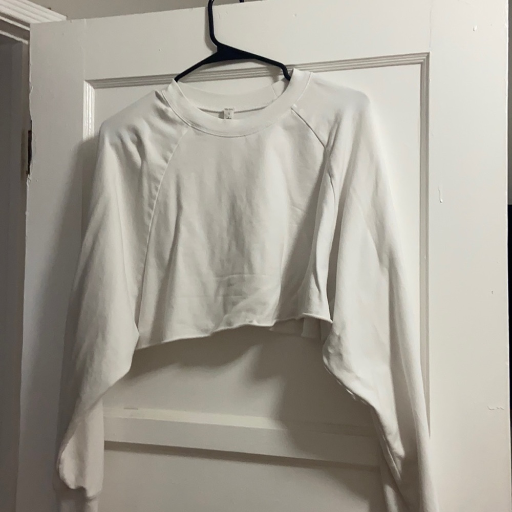 Cropped Long-Sleeve Sweatshirt - White